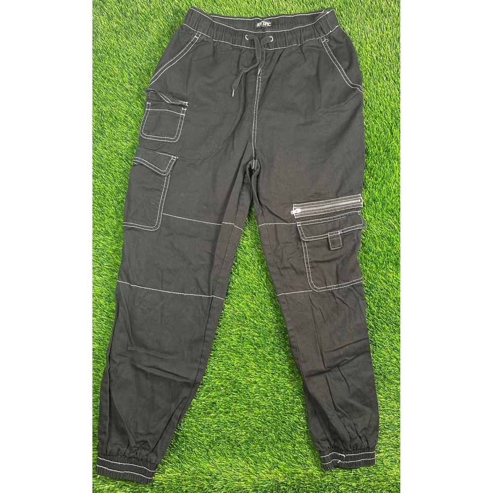 Hot Topic Cargo Jogger Pants Women's‎ Size S Black Rav Goth Emo Skate Y2K
